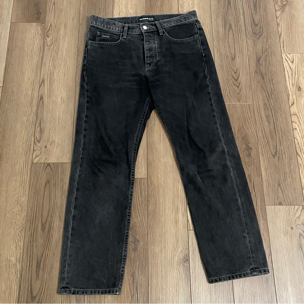 The KOOPLES Straight Black Washed Denim Jeans Button Fly